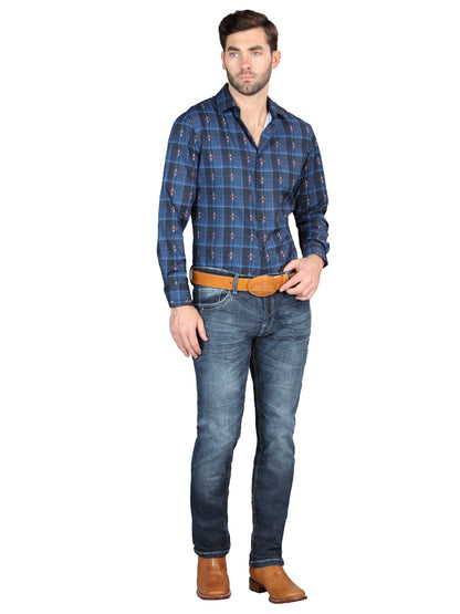 El Norteño Mens Skinny Stretch Pants - Medium Blue 126631