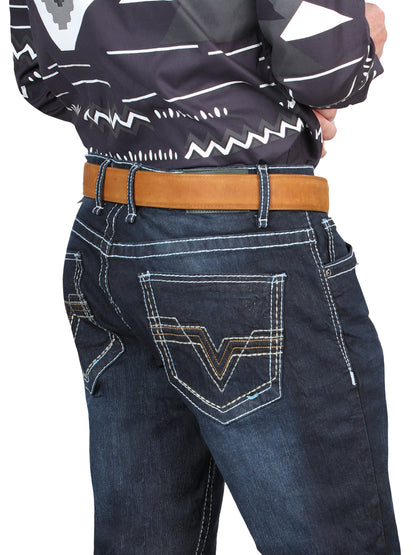 El Norteño Mens Skinny Stretch Denim Pants - Dark Blue 126635