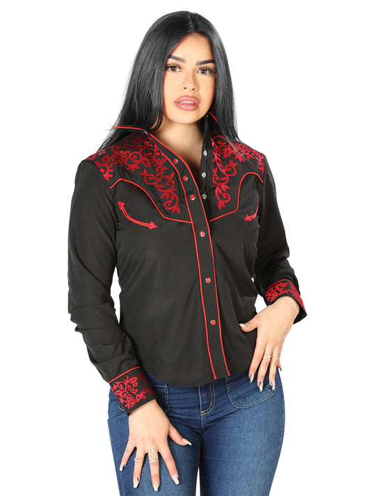 Senor de Los Cielos Womens Embroidered Western-style Shirt - Black