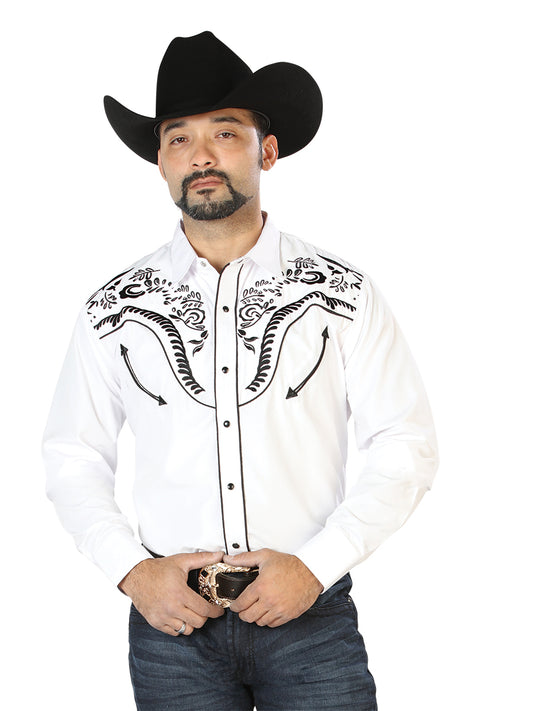 Señor de los Cielos Mens Embroidery Shirt - White/Black