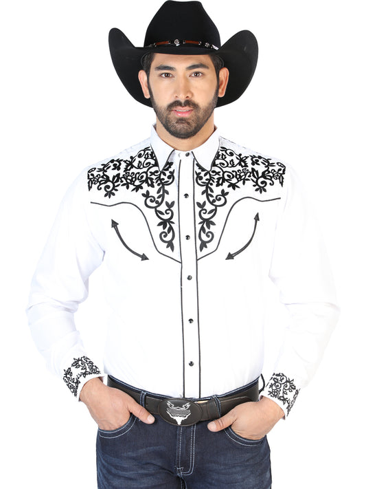 Señor de los Cielos Mens Embroidery Shirt - White/Black