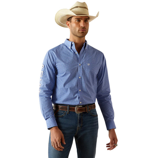 Ariat Mens Team Potter Fitted Shirt - Blue/White