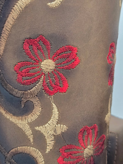 Bandida Womens Poppy Embroidered Boots - Dark Brown
