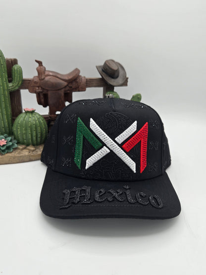 Lamasini Mexico Gorra Hat - Tricolor, Black