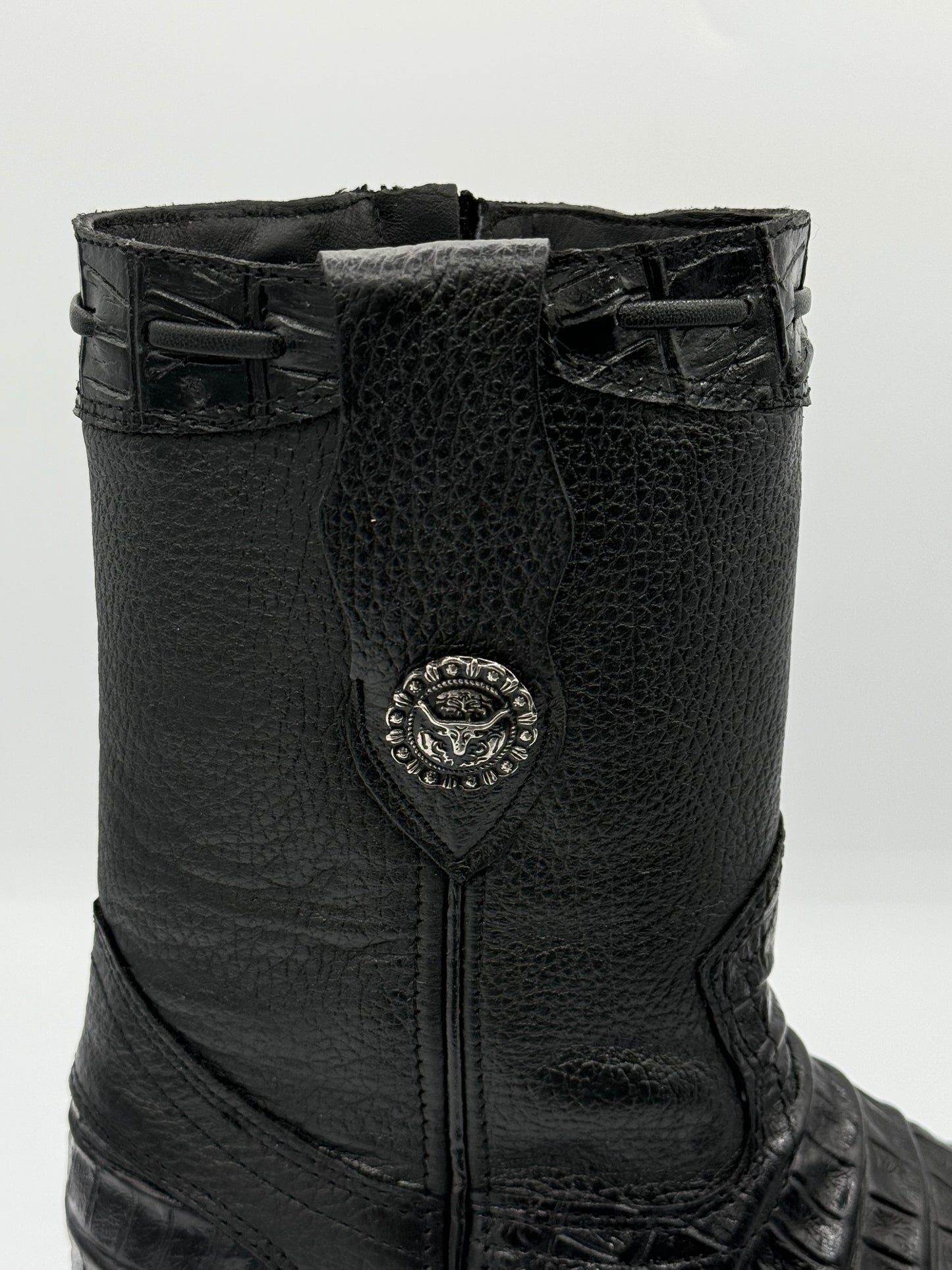 La Sierra Mens Caiman-Print Dubai Style Leather Boot - Black