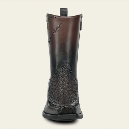 Cuadra Mens Woven Tejido Narrow Square Toe Low Shaft Boot - Chocolate CC293