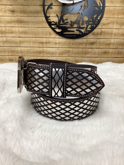Del Cesar Diamond Pattern Belt - Silver