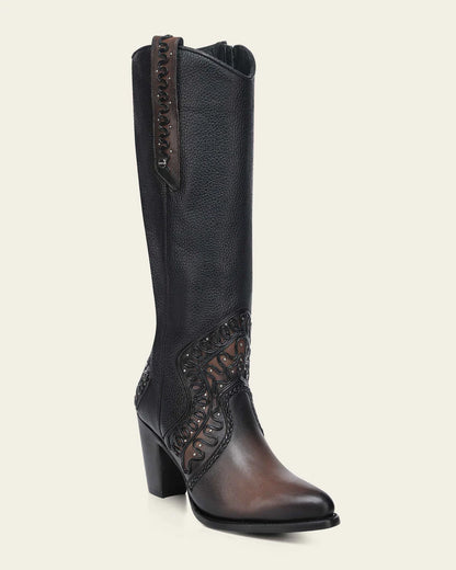 Cuadra Womens Nicole Embroidered & Studded Tall Boot Bota Alta - Brown CC240