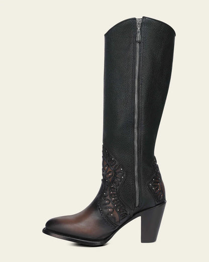 Cuadra Womens Nicole Embroidered & Studded Tall Boot Bota Alta - Brown CC240
