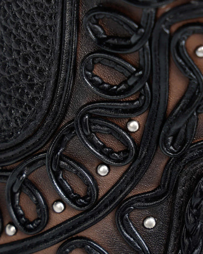 Cuadra Womens Nicole Embroidered & Studded Tall Boot Bota Alta - Brown CC240