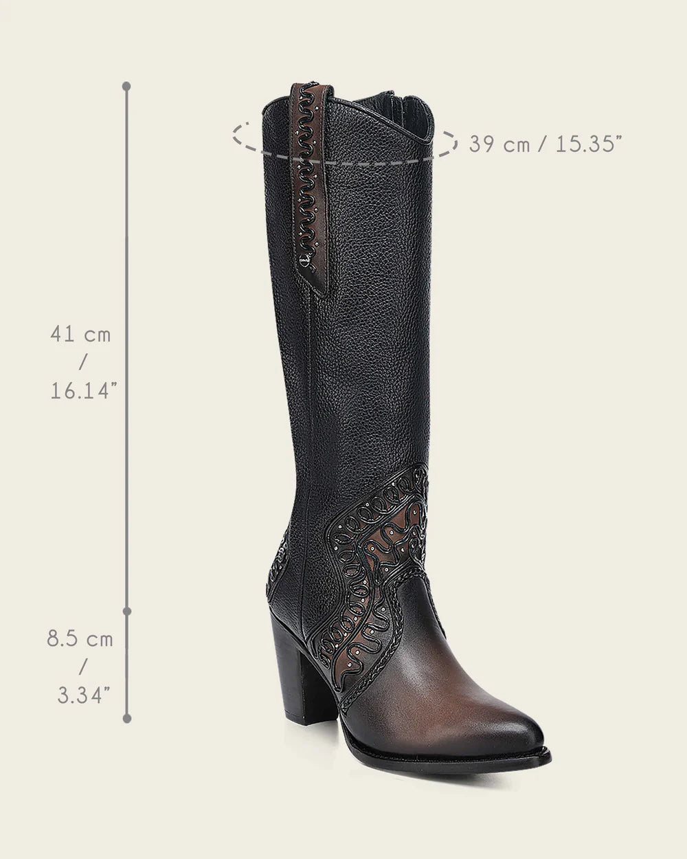 Cuadra Womens Nicole Embroidered & Studded Tall Boot Bota Alta - Brown CC240