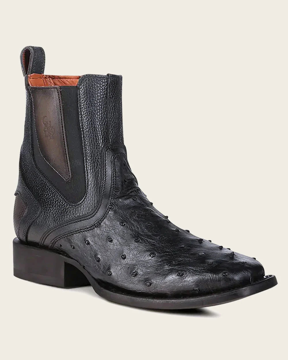Cuadra Mens Urban Ostrich Ankle Boot - Black