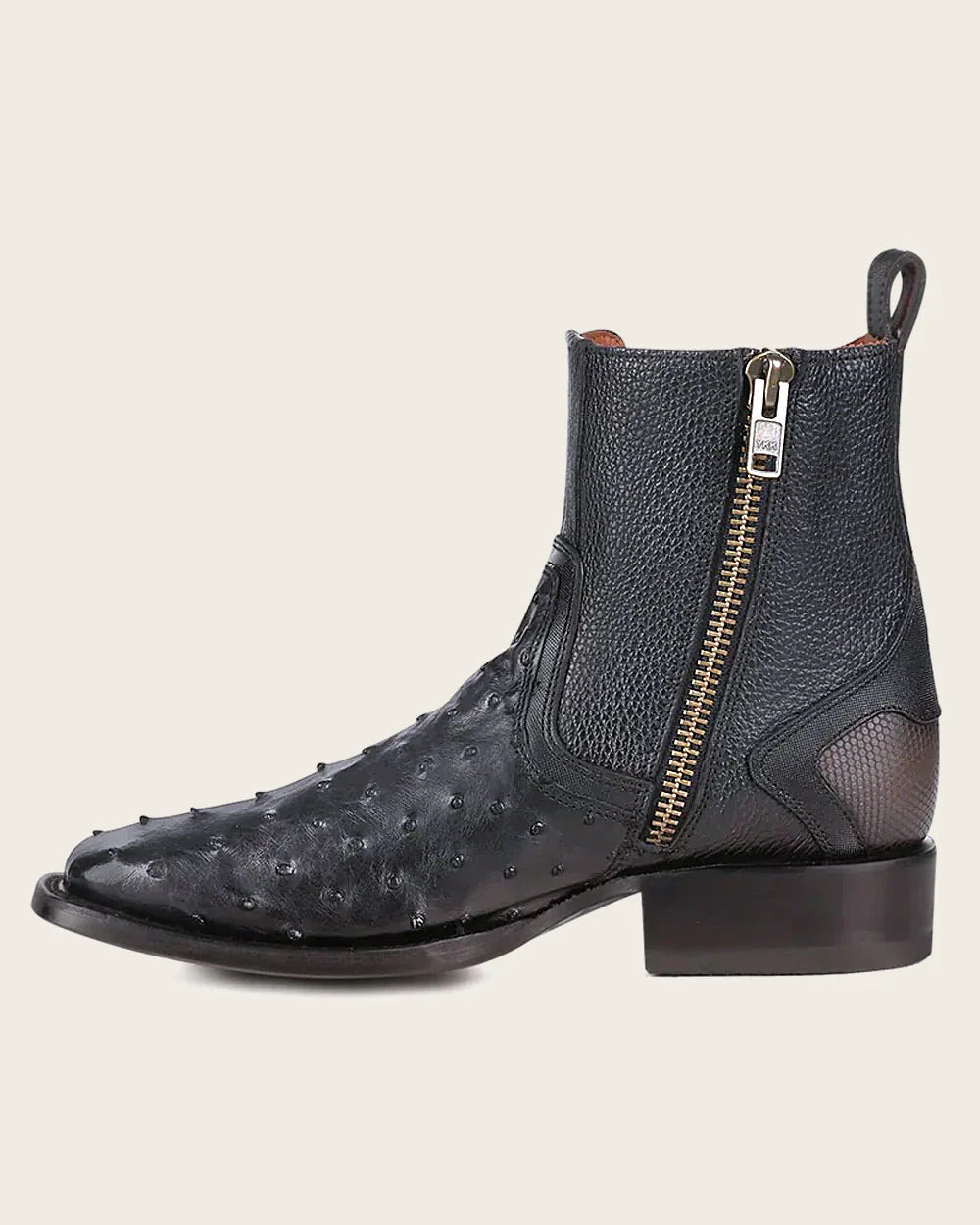 Cuadra Mens Urban Ostrich Ankle Boot - Black