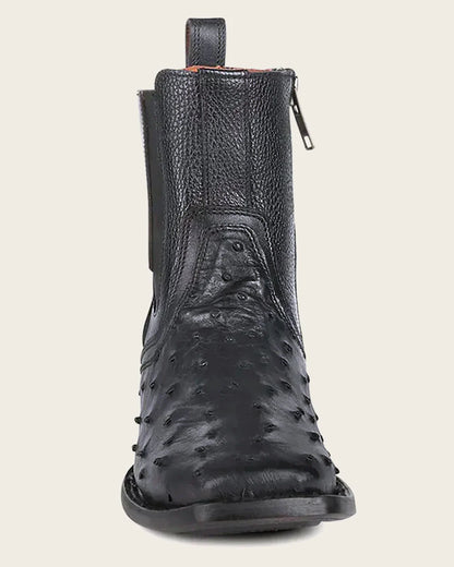 Cuadra Mens Urban Ostrich Ankle Boot - Black