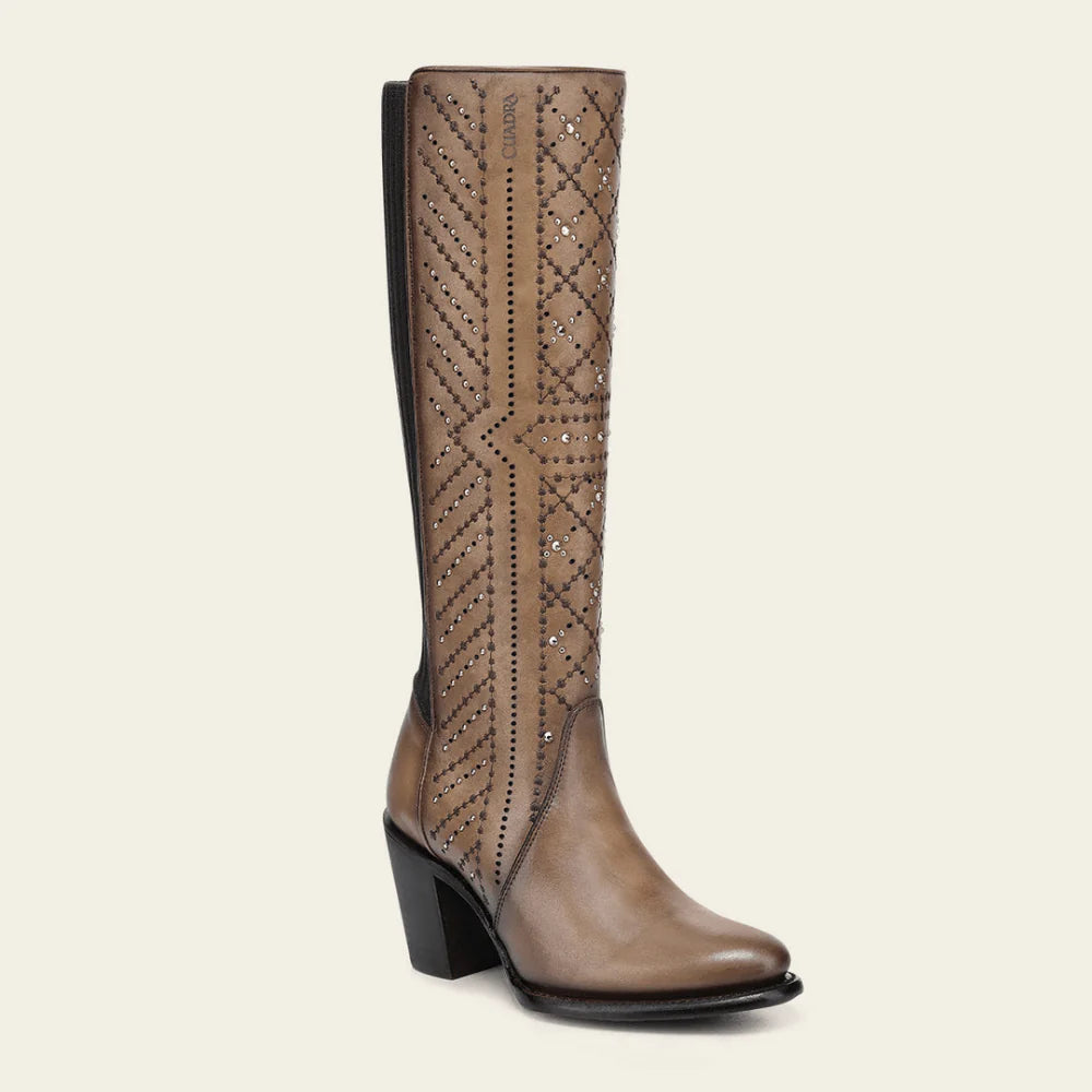 Cuadra Womens Sahara Tall Boot w/ Crystals - Arena Almond CC258