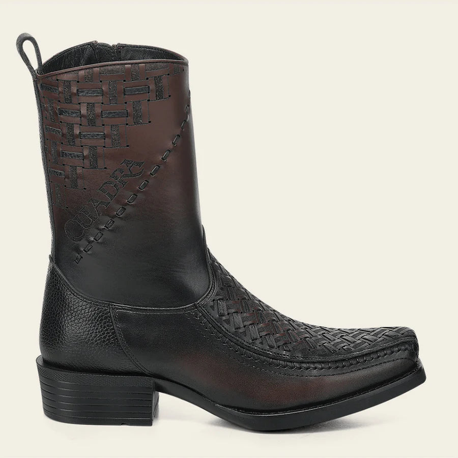 Cuadra Mens Woven Tejido Narrow Square Toe Low Shaft Boot - Chocolate CC293