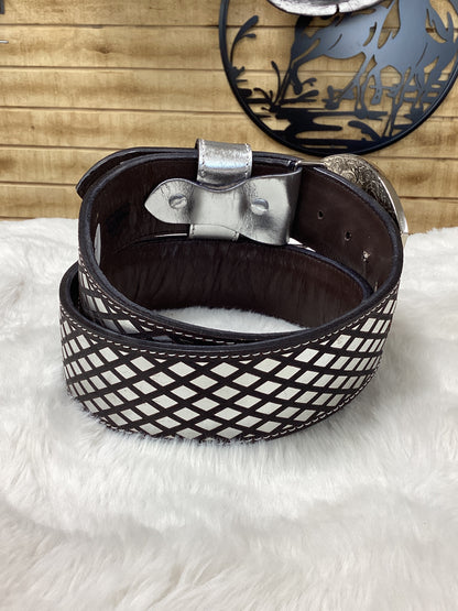 Del Cesar Diamond Pattern Belt - Silver