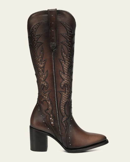 Cuadra Womens Gisselle Tejido Bota Alta Boot - Honey CC338