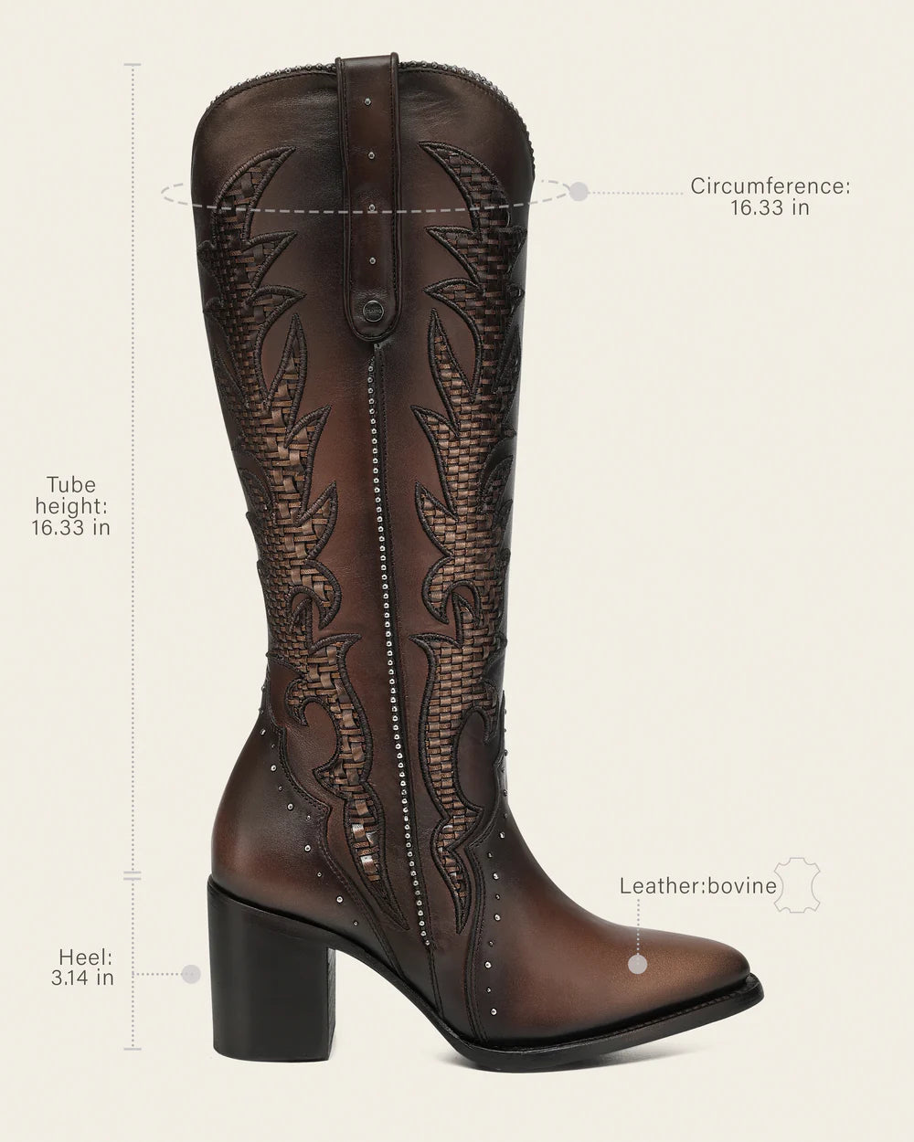 Cuadra Womens Gisselle Tejido Bota Alta Boot - Honey CC338