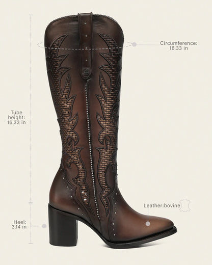 Cuadra Womens Gisselle Tejido Bota Alta Boot - Honey CC338