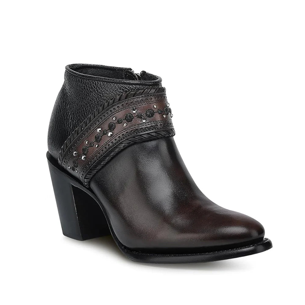 Cuadra Womens Stubby Chocolate & Black Zipper Boot CU963