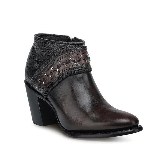 Cuadra Womens Stubby Chocolate & Black Zipper Boot CU963