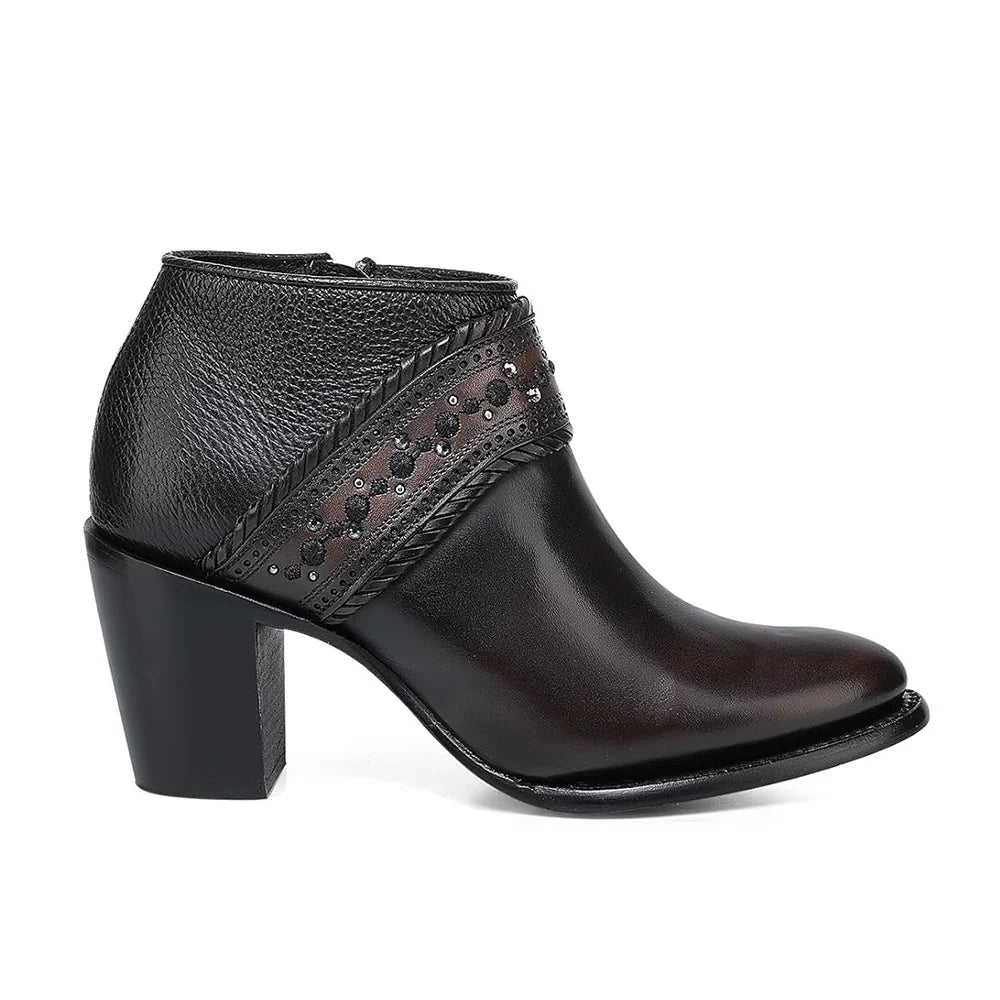 Cuadra Womens Stubby Chocolate & Black Zipper Boot CU963