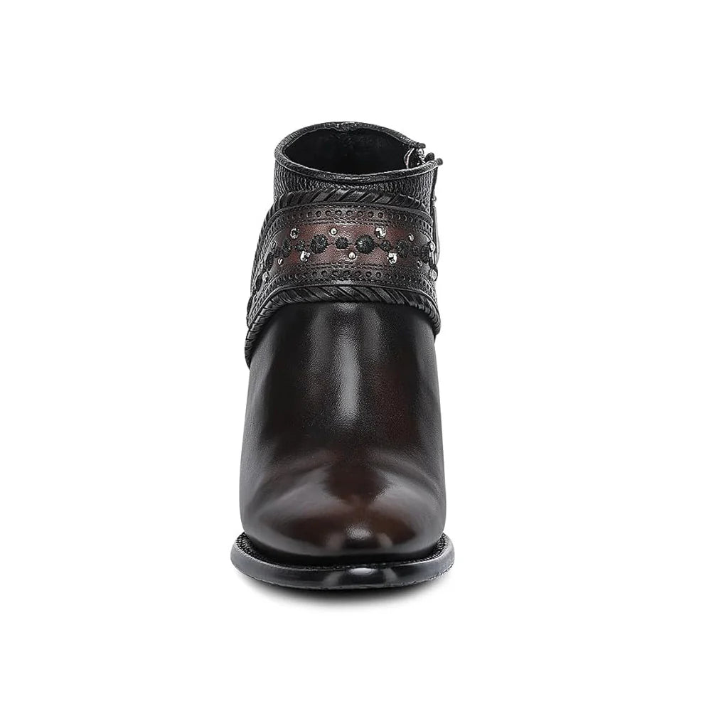Cuadra Womens Stubby Chocolate & Black Zipper Boot CU963