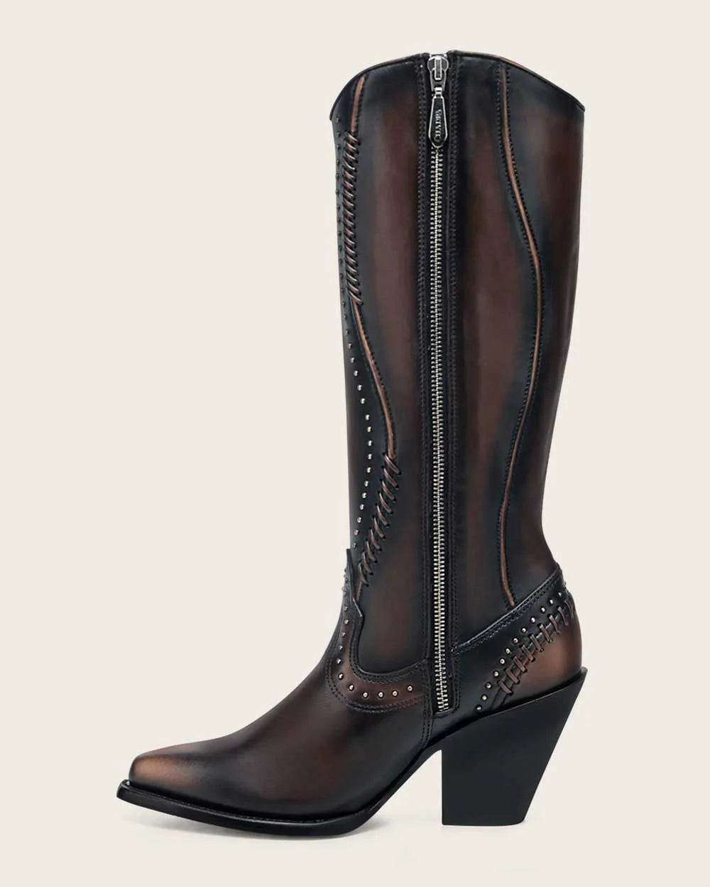 Cuadra Womens Camelia Woven and Studed Tall Boot Bota Alta - Brown