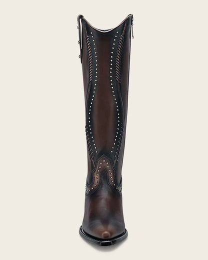 Cuadra Womens Camelia Woven and Studed Tall Boot Bota Alta - Brown