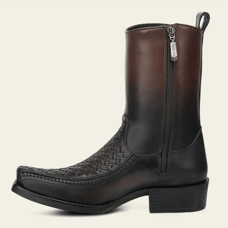 Cuadra Mens Woven Tejido Narrow Square Toe Low Shaft Boot - Chocolate CC293