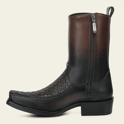 Cuadra Mens Woven Tejido Narrow Square Toe Low Shaft Boot - Chocolate CC293