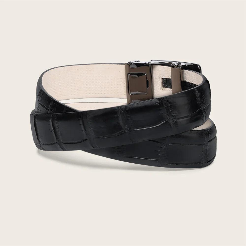 Cuadra Mens Alligator Leather Belt - Black BC434