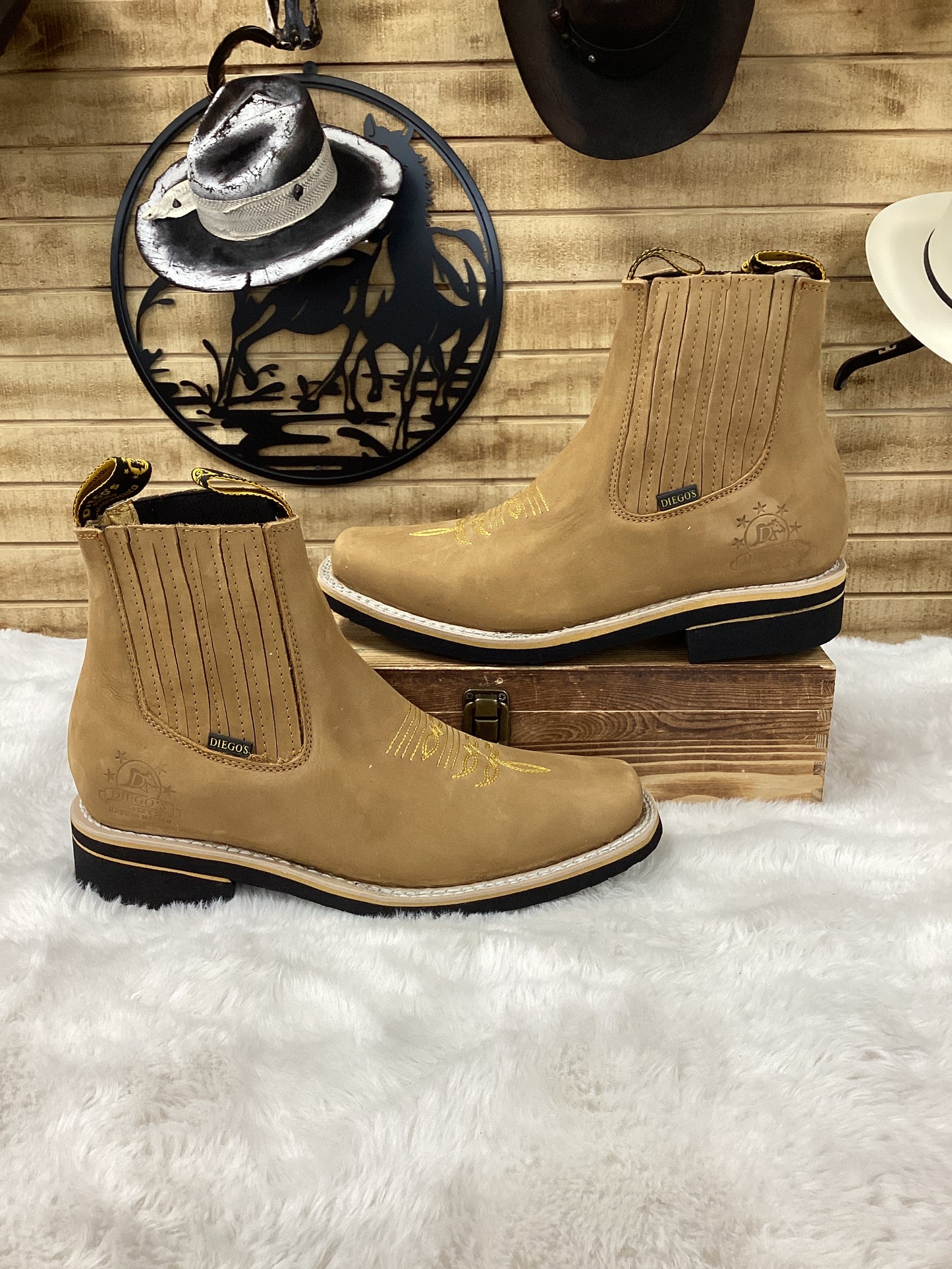Diegos Boots Mens Botin Charro -Tabaco