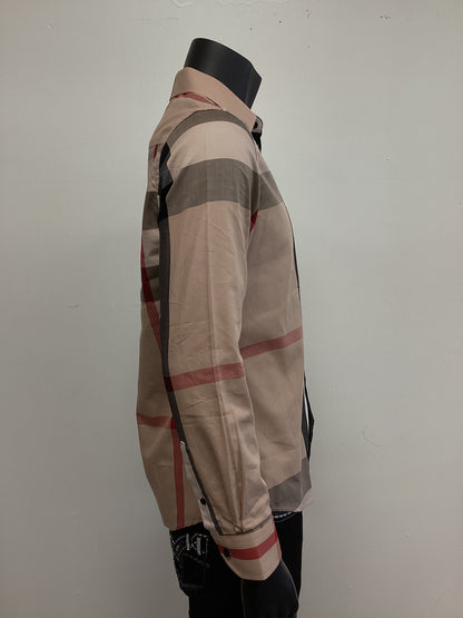 Baldelli Mens Shirt- Khaki and Black Brown