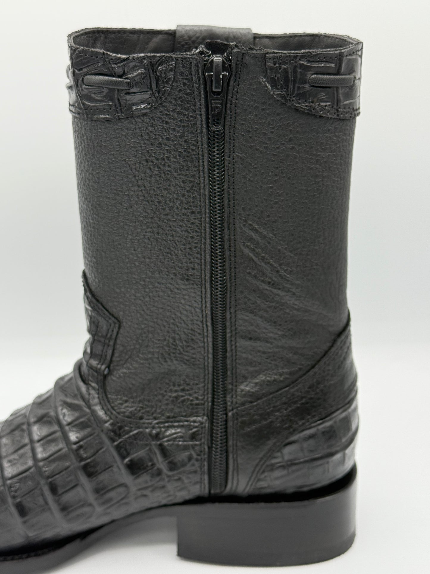 La Sierra Mens Caiman-Print Dubai Style Leather Boot - Black