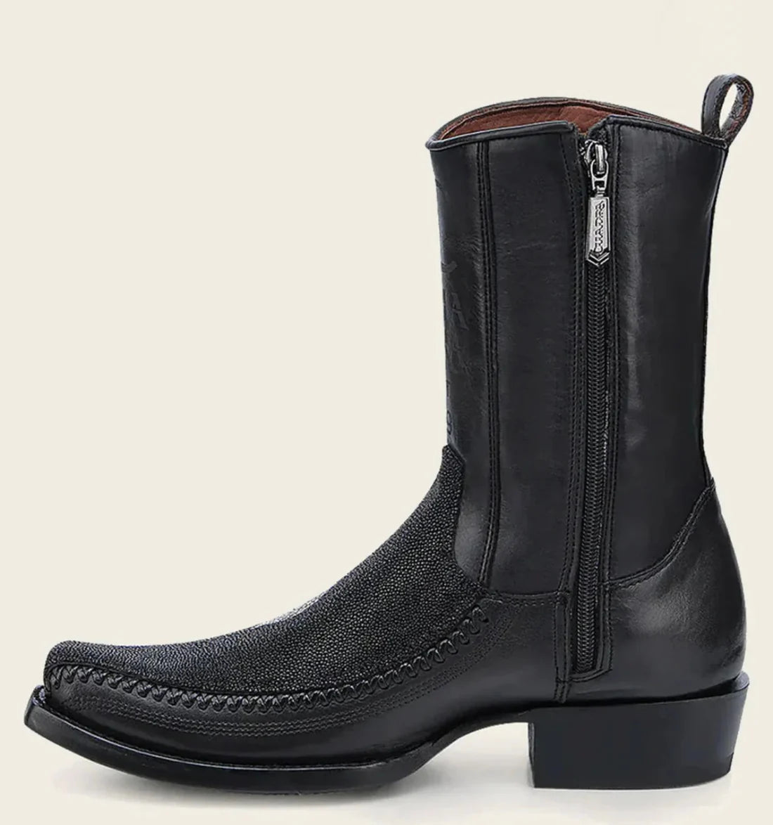 Cuadra Mens Low Shaft Stingray Laser & Woven Boot - Black CU783