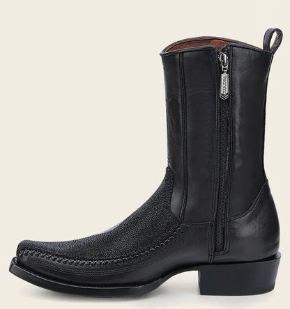 Cuadra Mens Low Shaft Stingray Laser & Woven Boot - Black CU783