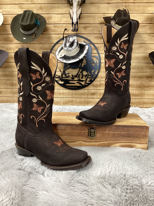 El General Womens Butterfly Embroidered Boots