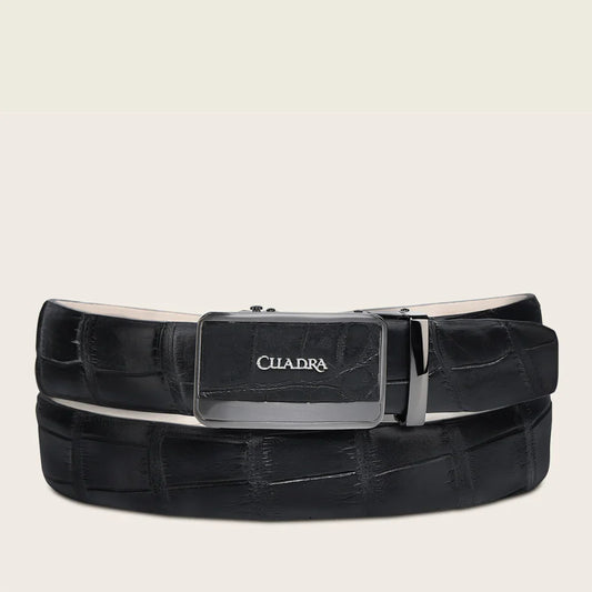 Cuadra Mens Alligator Leather Belt - Black BC434