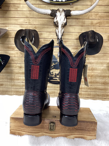 Hooch Mens Python Print Boot - Black Cherry