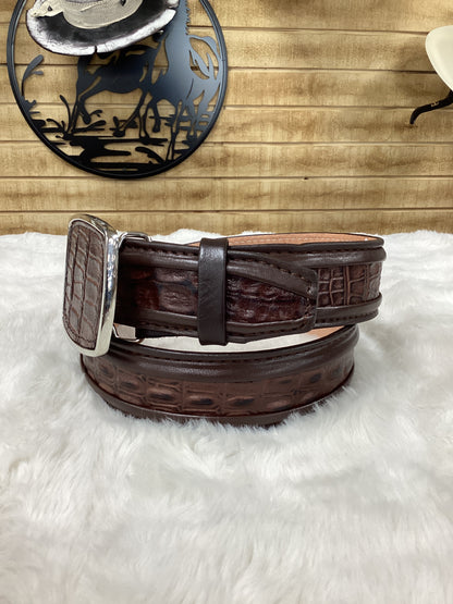 Denver Crocodile Print Belt - Marron