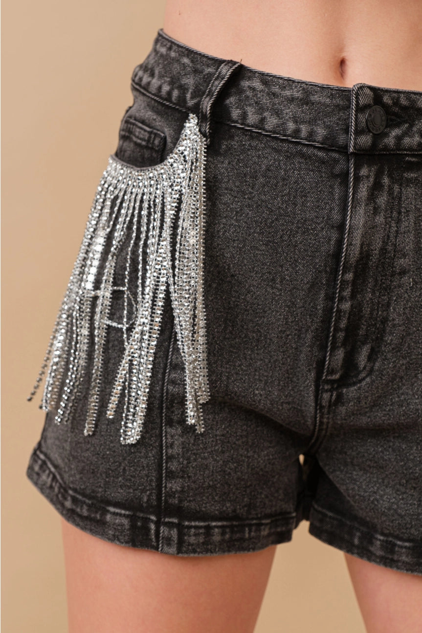 BlueB Womens Cow Print Back Pocket Denim Shorts