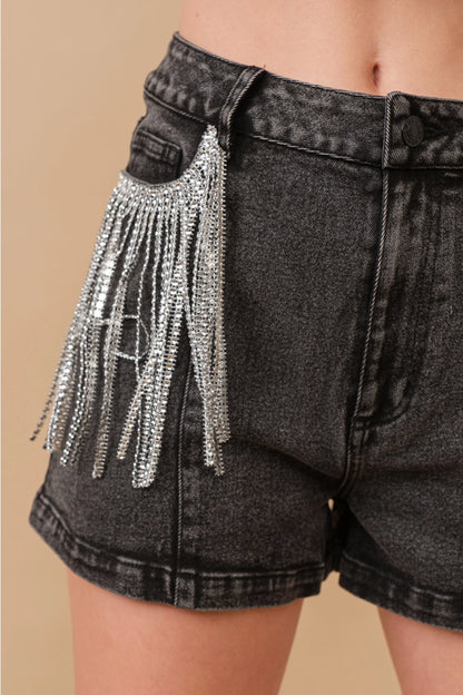 BlueB Womens Cow Print Back Pocket Denim Shorts