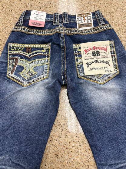Rock Revolution Mens Agedres Bootcut Straight Fit Jeans