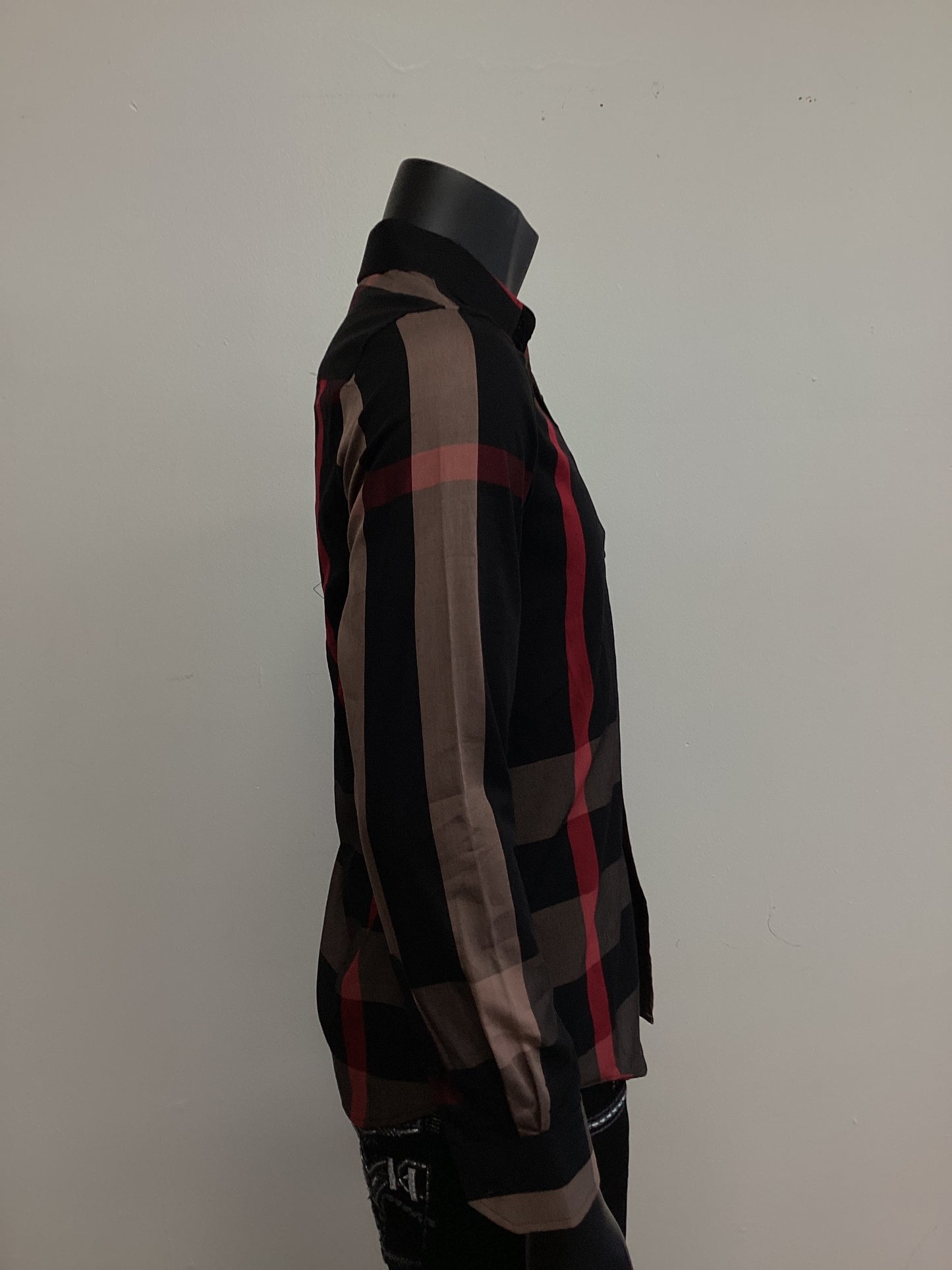 Baldelli Mens Shirt- Khaki and Black Brown