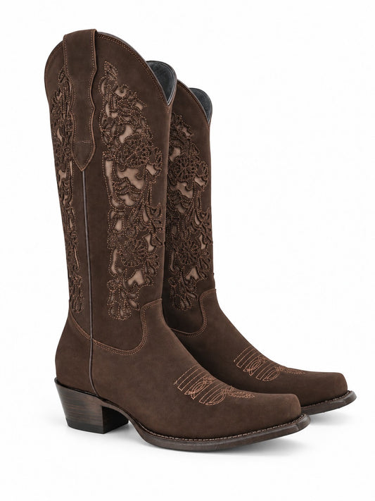 Denver Womens Amara Nobuck Boots Bota Alta - Brown