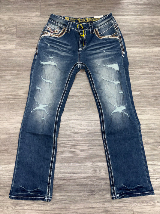 Revolution Mens Halcon Bootcut Straight Fit Jeans- Blue