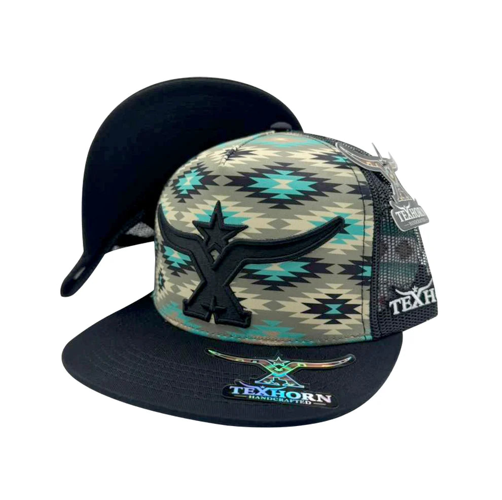 Texhorn Cadereyta Aztex Print Truck Hat Gorra - Olive