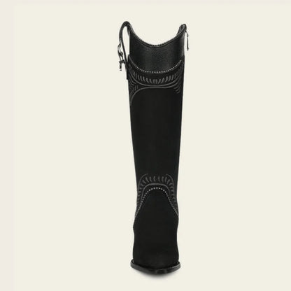 Cuadra Womens Veronica Nobuck Tall Leather Boot - Black